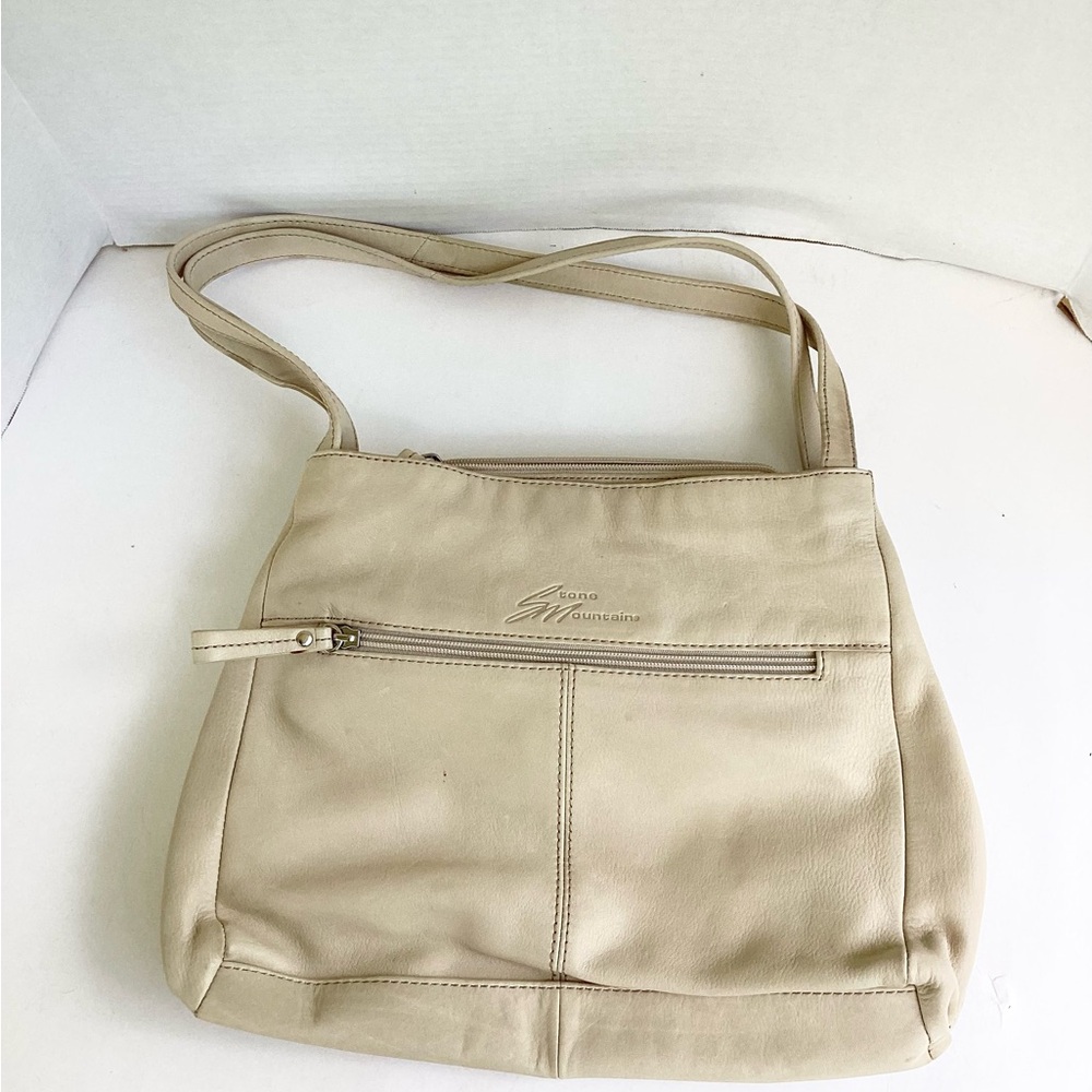 Stone Mountain Purse Bag Cream Shoulder Minimalist Pockets and Sections